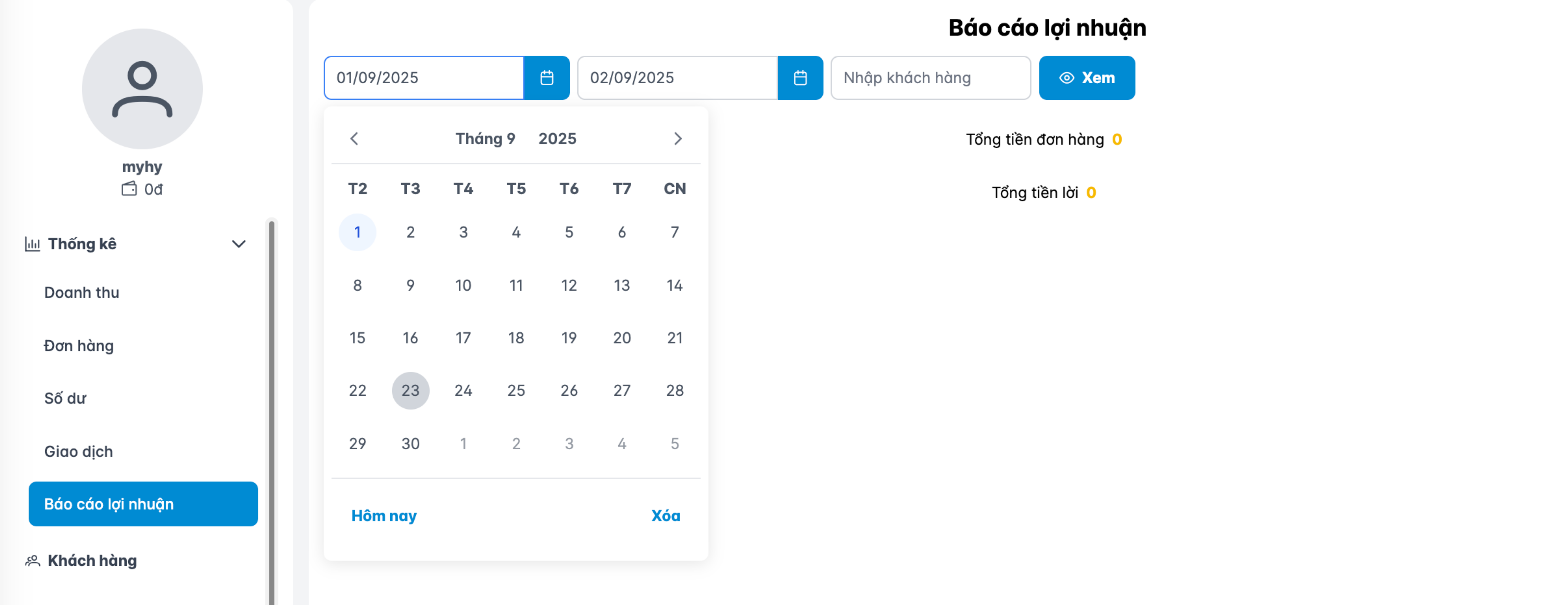 Báo cáo lợi nhuận