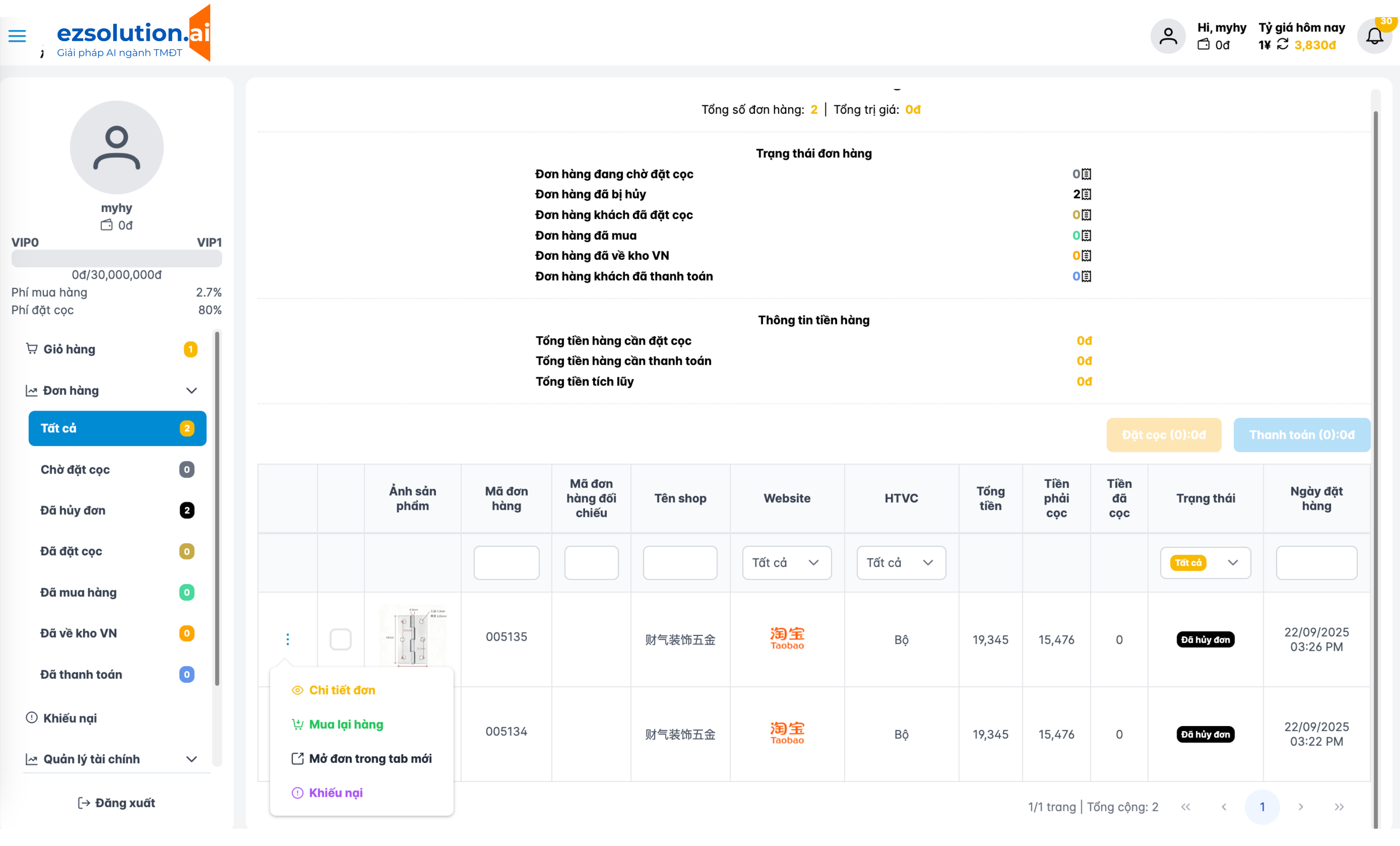 Đơn hàng người dùng